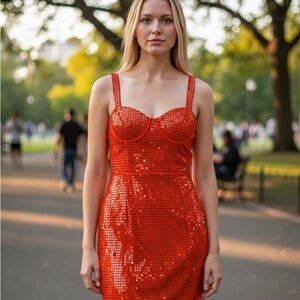 Elegant Red Sequin Dress